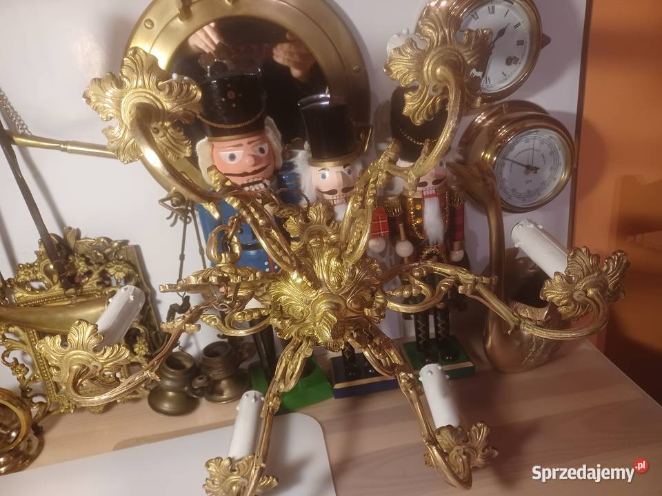 Piękny mosiężny żyrandol Lampa wisząca Poznań sprzedam