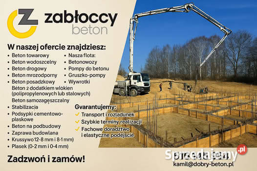 Beton towarowy piasek kruszywo żwir cement warmińsko-mazurskie Dobre Miasto