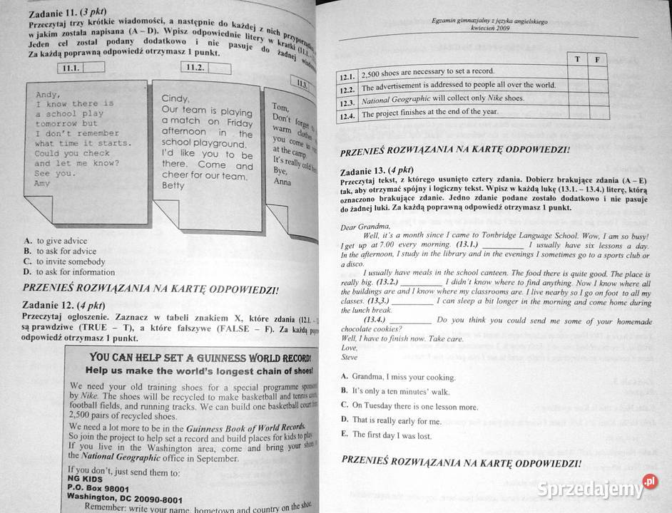 Egzamin Gimnazjalny Język angielski Oryginalne Chełm