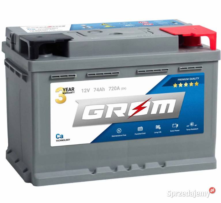 Akumulator GROM Premium 74Ah 720A EN DTR Lewy osobowe pomorskie Malbork