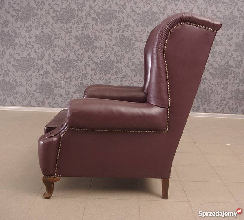 Fotel uszak skóra naturalna wygodny 4111 Nysa