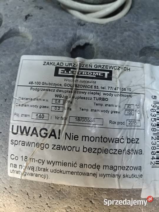 Bojler zbiornik na wodę śląskie Cięcina