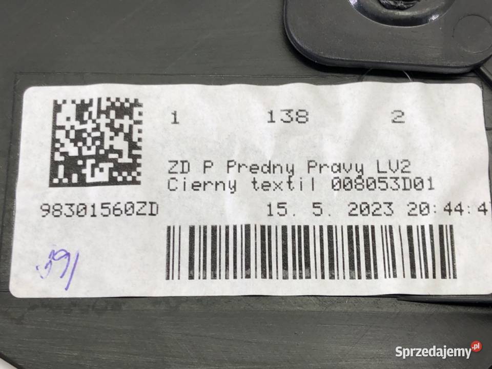 BOCZEK DRZWI PRZÓD PRAWY PEUGEOT 208 II