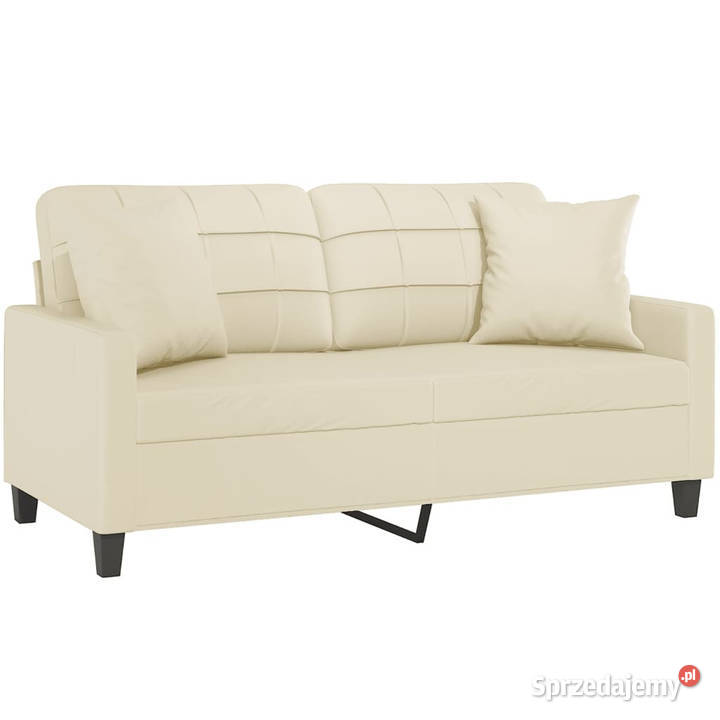 2osobowa sofa z poduszkami kremowa 140 sztuczna Warszawa