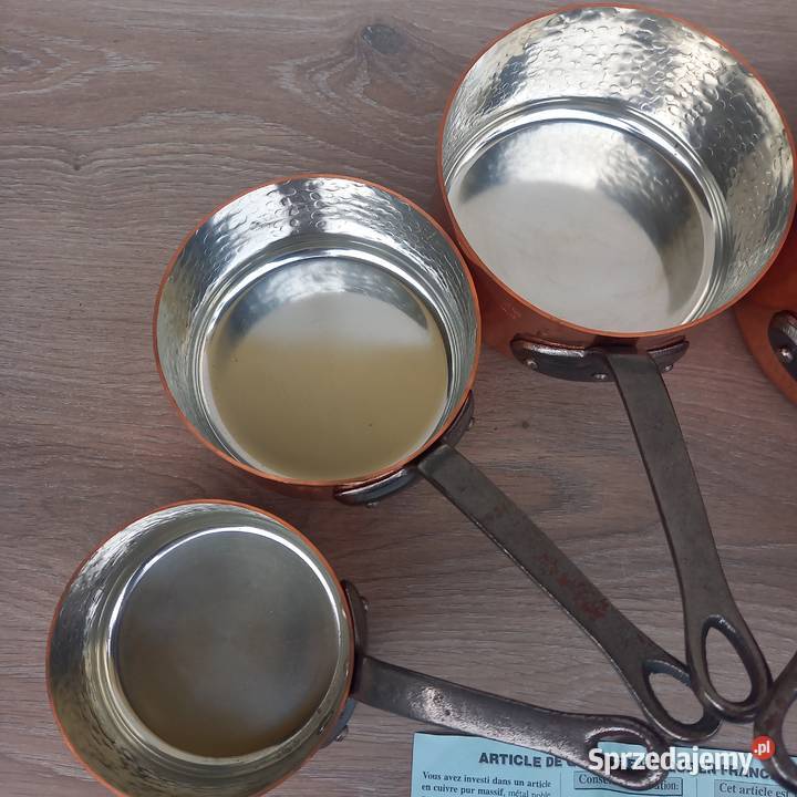 Miedziany garnek miedziane rondle 5 sygnowane Warszawa