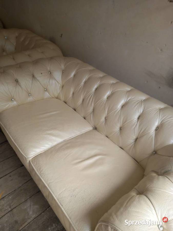 Komplet sof Chesterfield skóra naturalna 3,2,1. Zapewniam tr