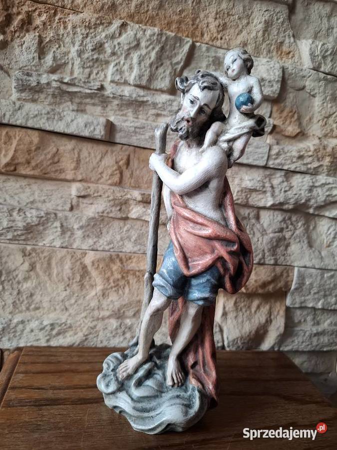 Rzeżba z drewna polichromia ŚwKrzysztof Patron małopolskie Lubień