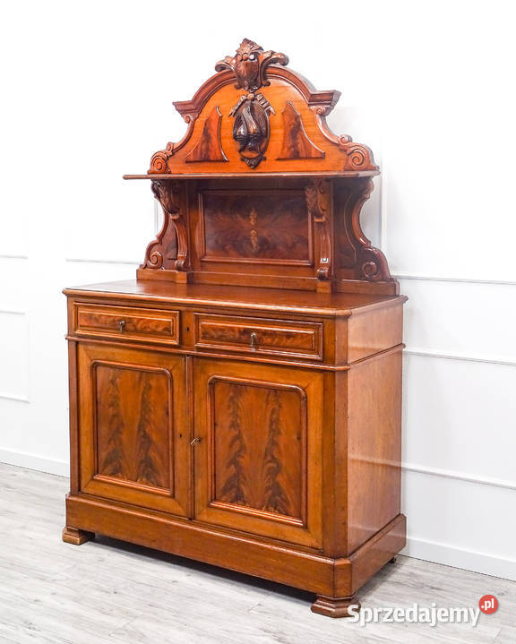Antyk Zdobiona KOMODA POMOCNIK mahoń komoda 140cm Komody Kalisz