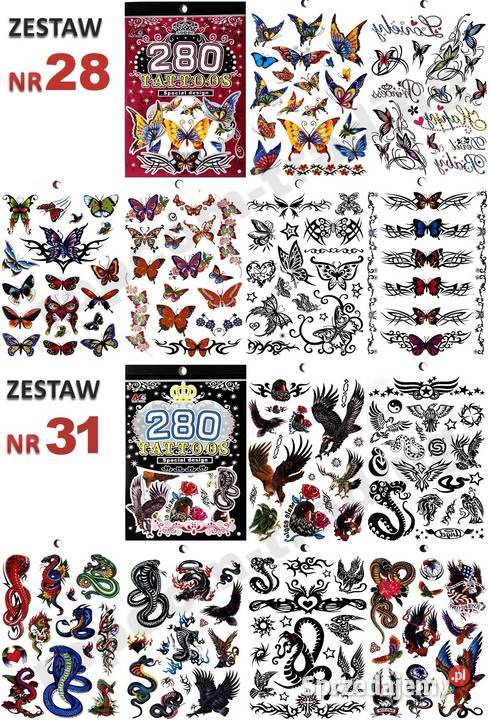 Zestaw Tatuaży Tatuaże Tymczasowe Zmywalne małopolskie Mogilany