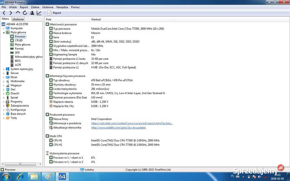Acer 5920G Core2Duo Intel Core 2 Duo T7300Ram3Gb Włocławek