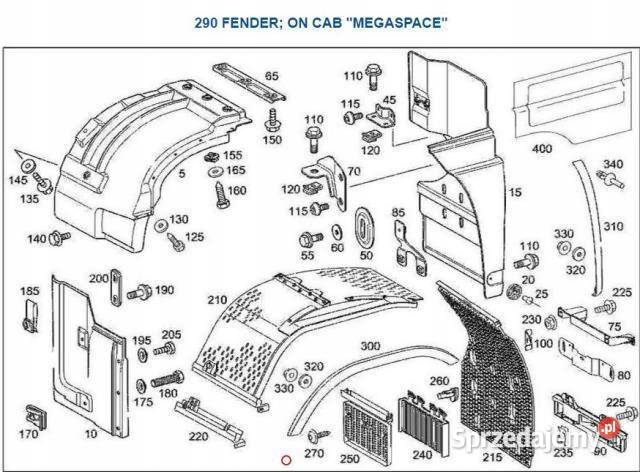 ZAKOŃCZENIE BŁOTNIKA PRZÓD MERCEDES ACTROS 943