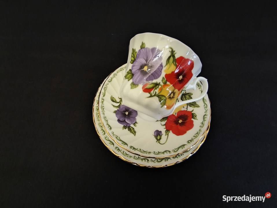 Zestaw kawowy trio angielskie Royal Kwiecień Chełm