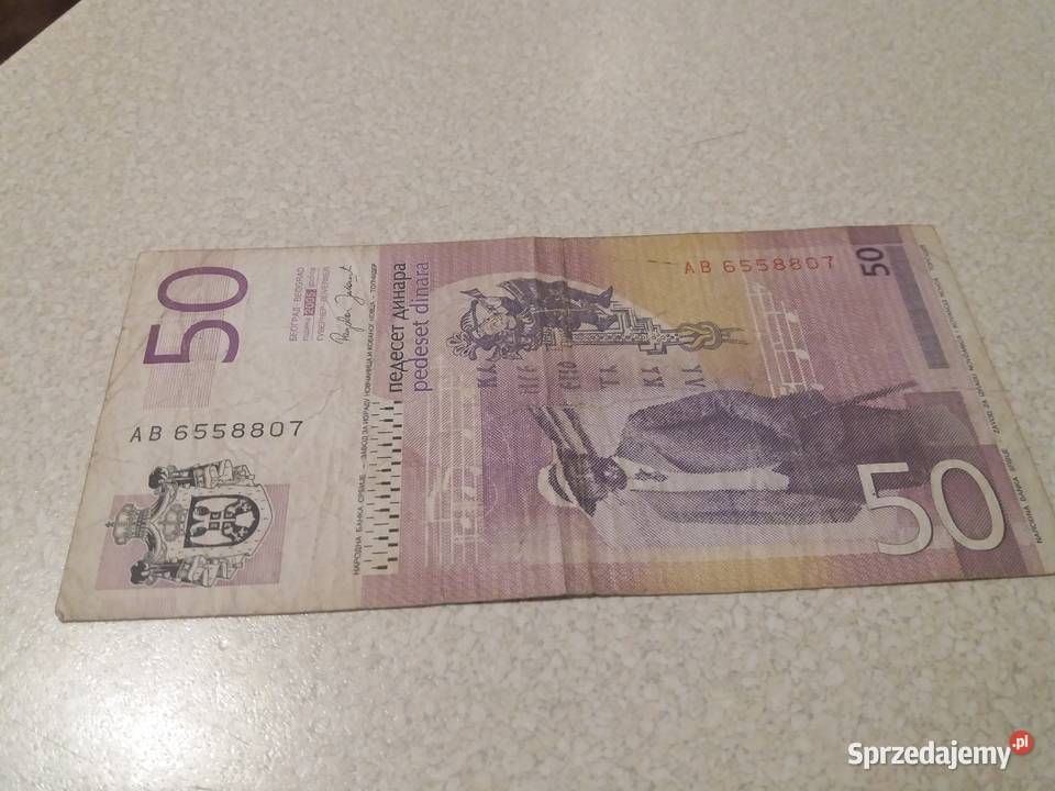 Banknot 50 dinar Serbia Będzin