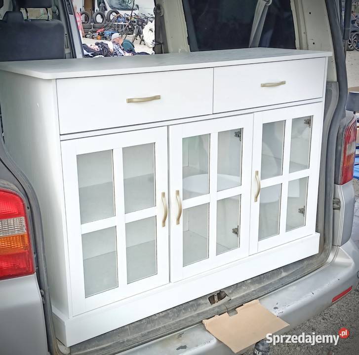 Komoda biała złote uchwyty 120x84 Gorzów Wielkopolski