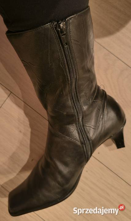 Botki skórzane czarne do pół łydki Gdańsk sprzedam