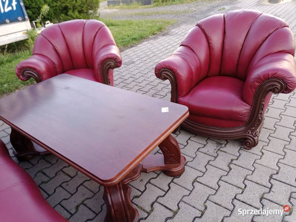 Komplet AFRODYTA 311 i Ława Dąb skóra Wiśnia Komplety wypoczynkowe Kozy