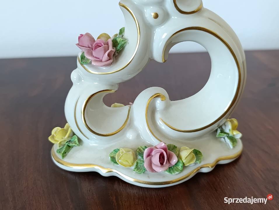 Porcelanowy świecznik Dresden z korona unikat Gdańsk sprzedam