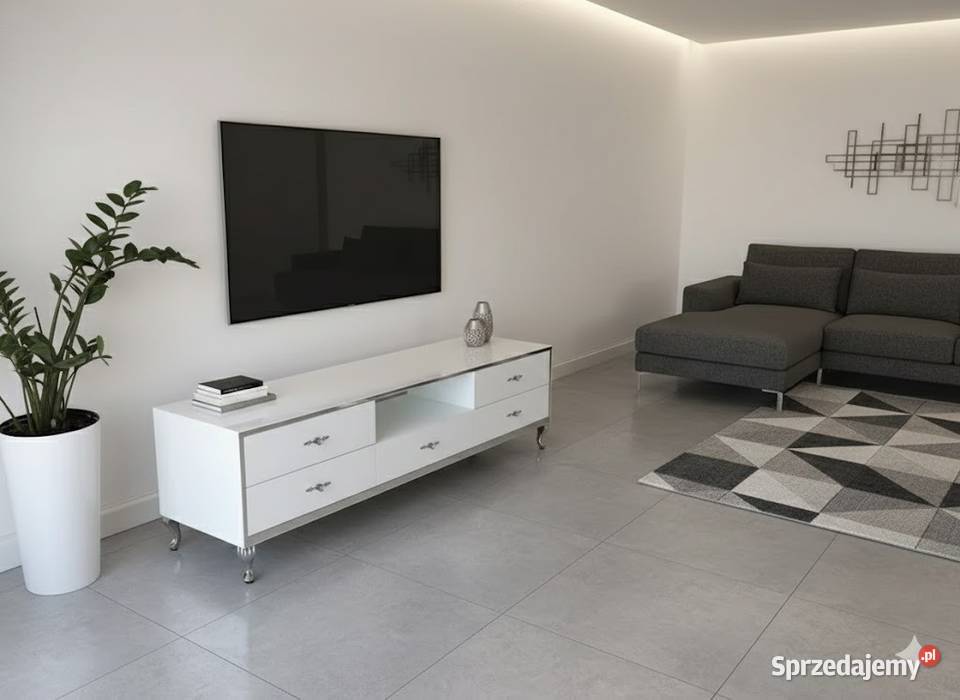 Nowoczesna Komoda Szklana 170 z Lustrem Noga