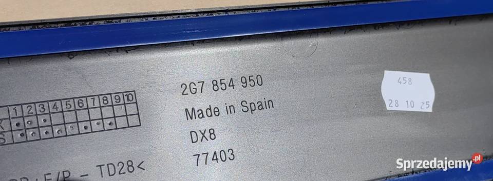 2G7854950 9B9 VW Taigo nakładka drzwi prawy tył osobowe małopolskie