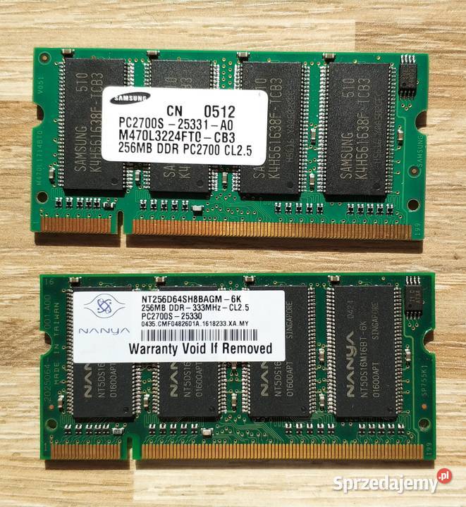 Dwie kości RAMu 2x 256 MB DDR łódzkie Łódź sprzedam