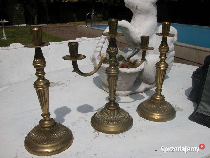stare mosiężne świeczniki 3 sztuki Dekoracje i ozdoby