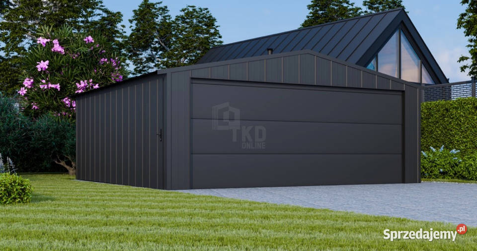 Garaż blaszany 6x5m brama segmentowa drzwi