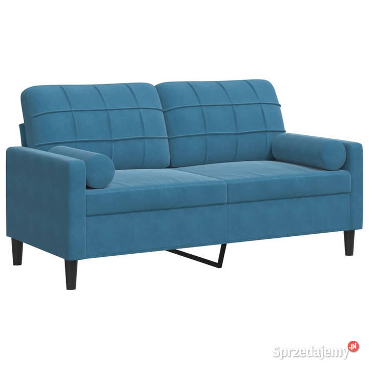 2osobowa sofa z poduszkami niebieska 140 aksamit Warszawa