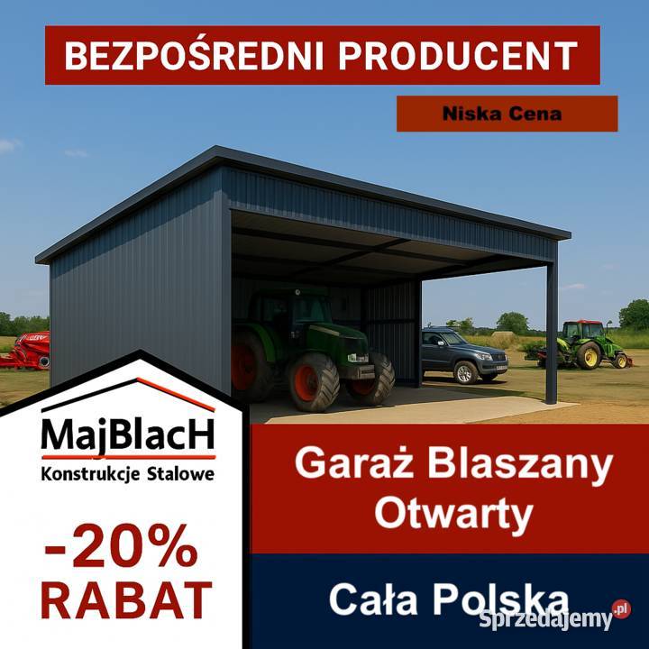 A116Garaż Blaszany Otwarty WIATA OTWARTA Magazyn Nieruchomości Żnin