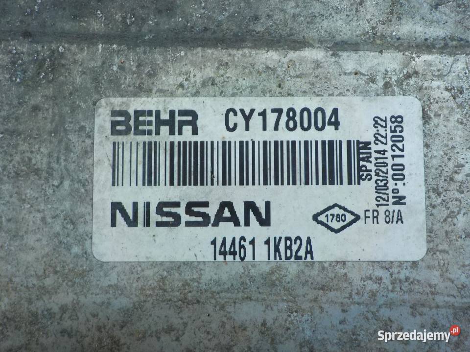NISSAN NV200 15 DCI 14r VAN intercooler osobowe Chłodnice powietrza (intercoolery) Suków