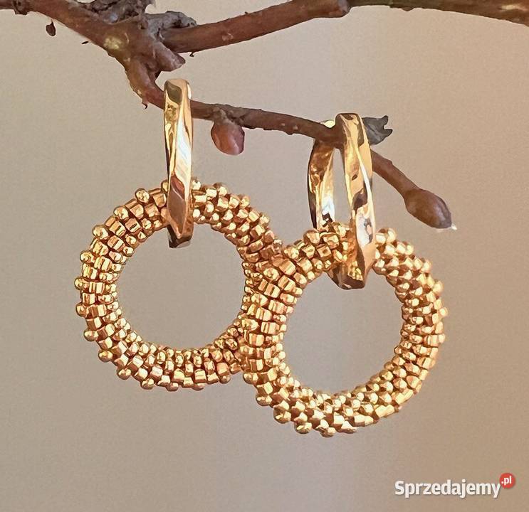 Kolczyki z koralików złoty kolor prezent na Dla kobiet Moda i Styl Warszawa sprzedam