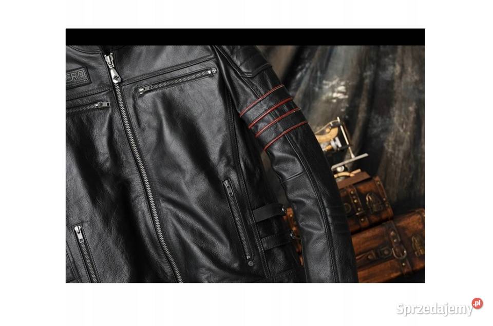 KURTKA MOTOCYKLOWA SKÓRZANA Z HAFTEM CZASZKA Sosnowiec
