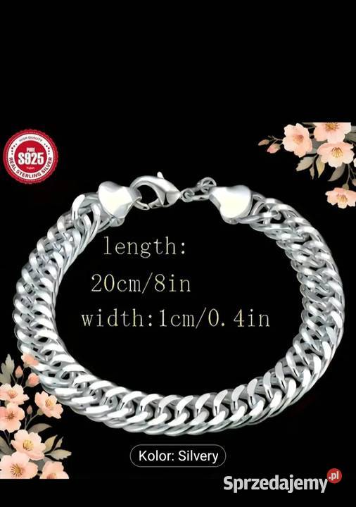 Bransoletka kubańska srebro 925