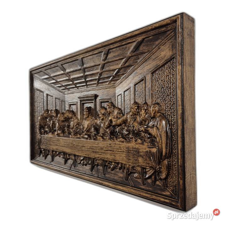 Płaskorzeźba w dębie Ostatnia Wieczerza Prezent Malechowo sprzedam