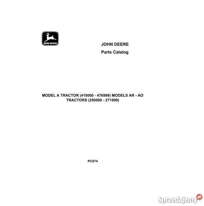 JOHN DEERE A ARAO KATALOG CZESCI Pozostałe świętokrzyskie Kielce sprzedam