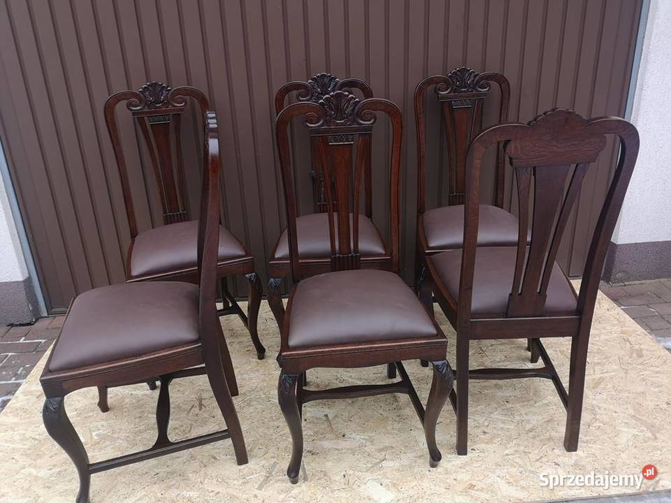 Krzesła Dębowe Wysokie Politura Stare Antyk Swarzędz sprzedam