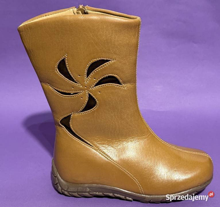 Beżowe ocieplane dziewczęce kozaki rozmiar 31