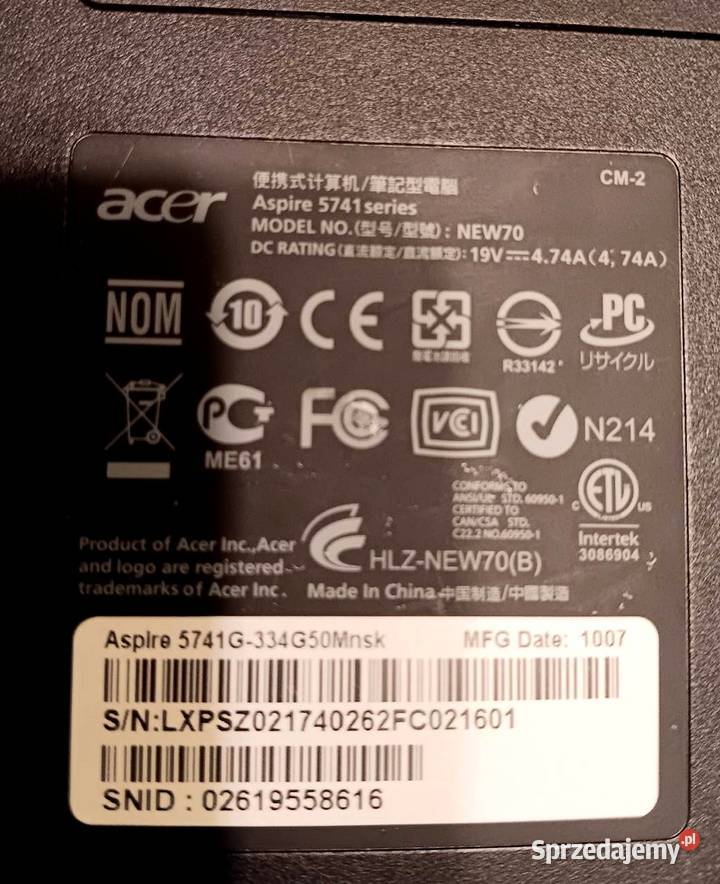 Acer Aspire 5741G Obudowa Dolna klapka opolskie Opole