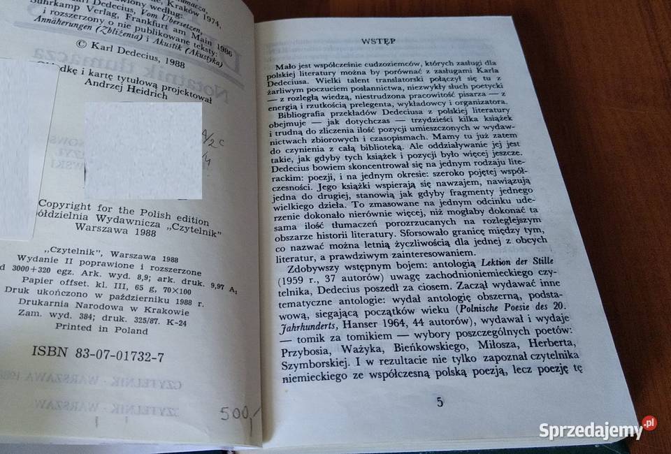 Notatnik tłumacza Karl Dedecius TWARDA 1988 Gdańsk