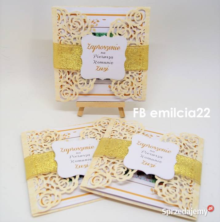 Zaproszenia ażurowe Ślub Komunia Chrzest Koperta Zielona Góra