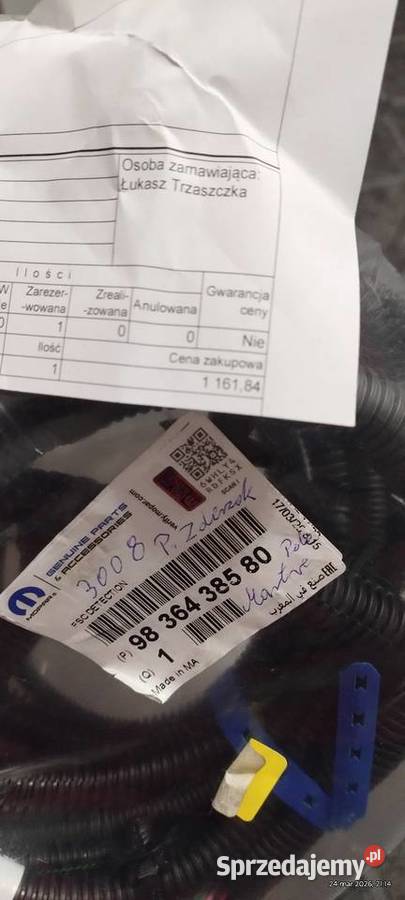 Wiązka instalacja zderzaka przedniego Peugeot Pozostałe Wyszków sprzedam