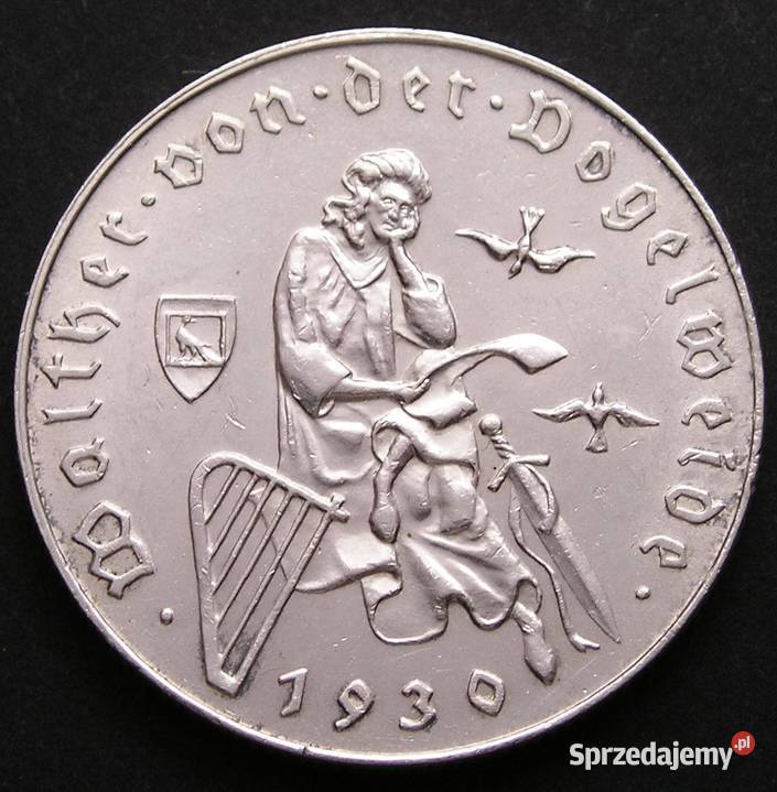 Austria 2 schilling 1930 VOGELWEIDE srebro Łódź