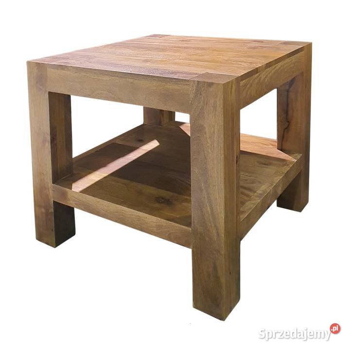 Stolik drewniany z półką 60x60 cm brunat