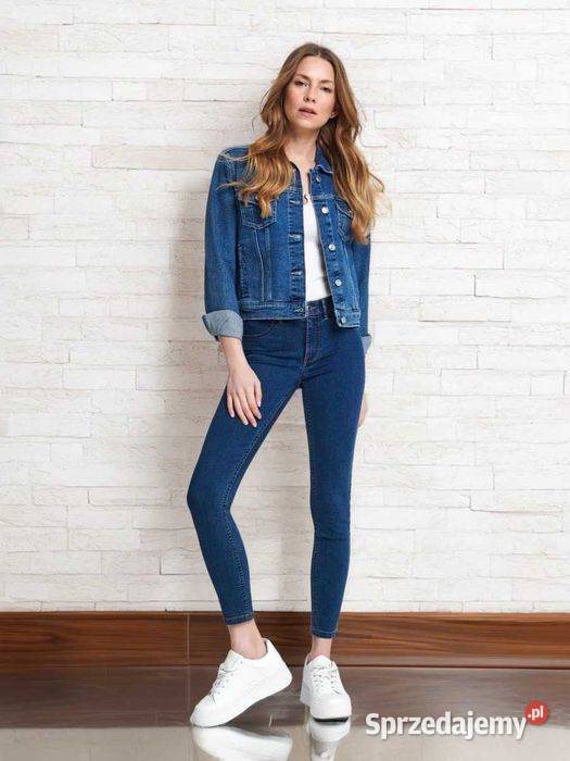 spodnie damskie rurki Sinsay kolor niebieski Spodnie Olkusz