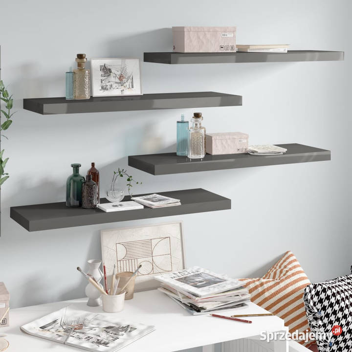 Półki ścienne 4 wysoki połysk szare 80x235x38 Półki sprzedam