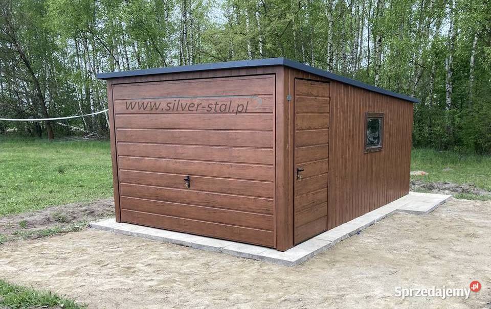 Garaż blaszany 3x5 orzech złoty dąb wzmocniony Legionowo