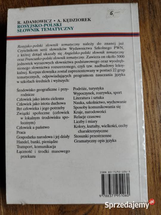 Rosyjsko Polski słownik tematyczny R Adamowicz A rosyjski Kraków