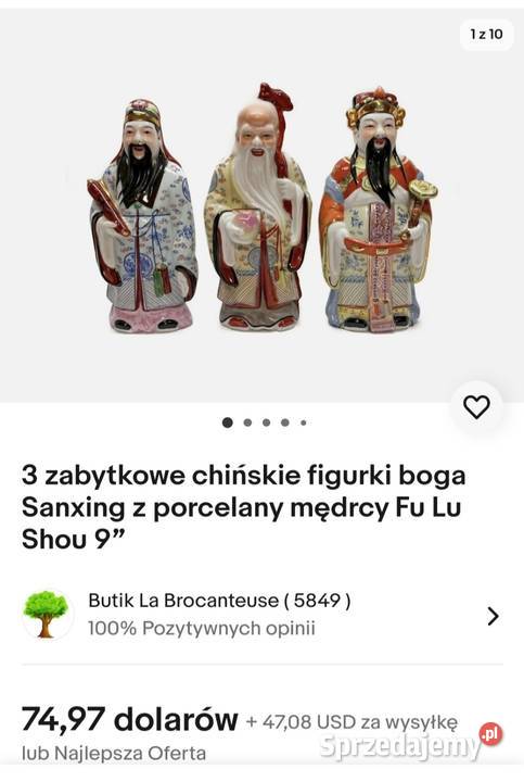 Vintage porcelan Chinese Sanxing Figurki trzech Pabianice