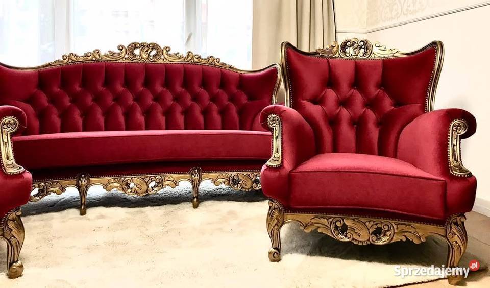 Komplet sofa fotele barok wypoczynkowy stylowy Jagodnik