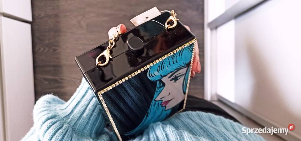Czarna torebka kopertówka akrylowa Pop Art TANIO Moda i Styl Warszawa