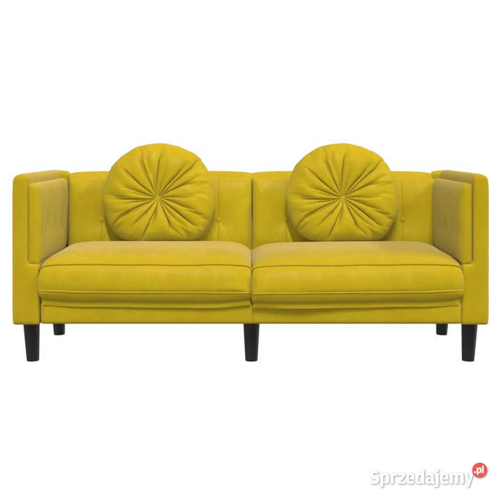 Sofa 2osobowa z poduszkami żółta aksamit Warszawa